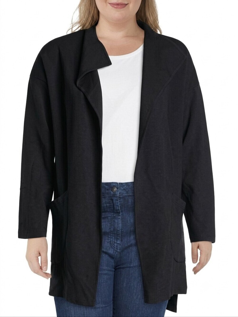 Athleisure by Sioni Long Cardigan Women XL Black Cotton Minimalist